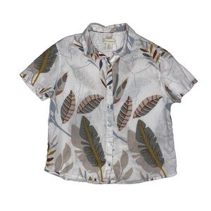 Cynthia Rowley Womens XS White Beach Linen Button Short Sleeve Shirt
